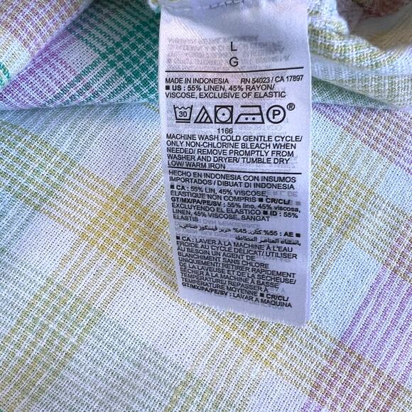 NEW Babydoll Linen Dress Large Pastel Plaid Smock Coquette Prairie Cottage READ - Picture 11 of 16